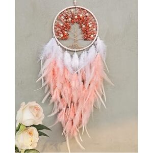 Pink and White Feather Dreamcatcher